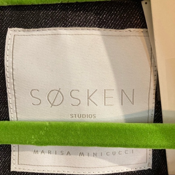 SOSKEN Sz 1-2 (US 22) Honor Denim Soft Shell Rain Jacket Coat Oversized - Picture 8 of 14